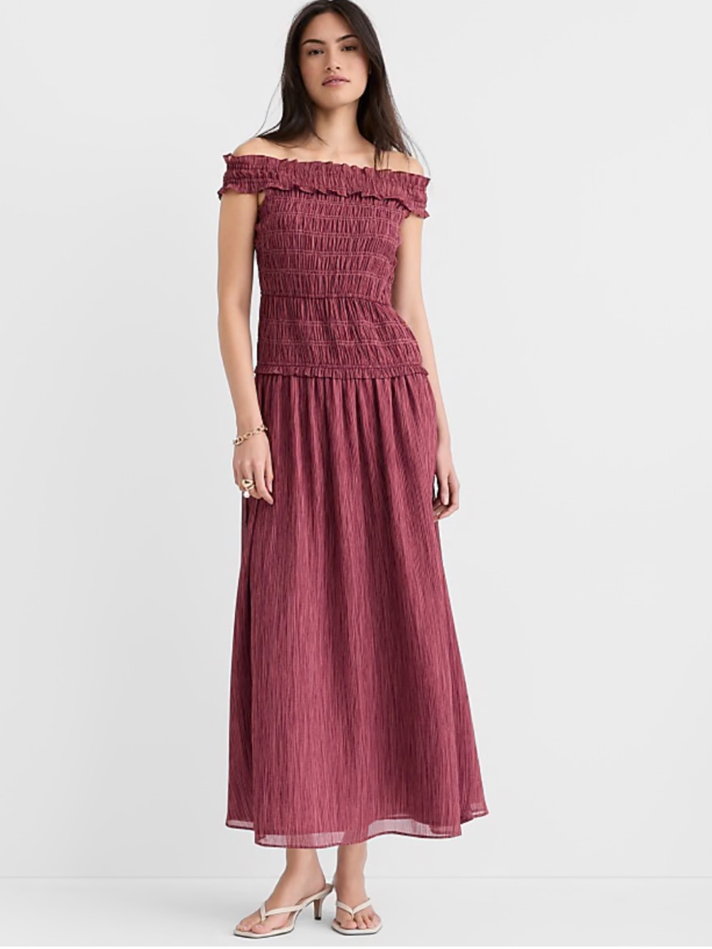 LOFT Strapless Smocked Maxi Dress - Dusty Rose